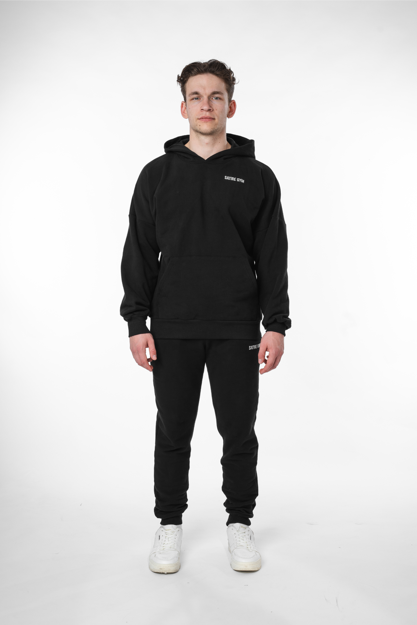Oversize Hoodie Baumwolle - Schwarz 340gsm