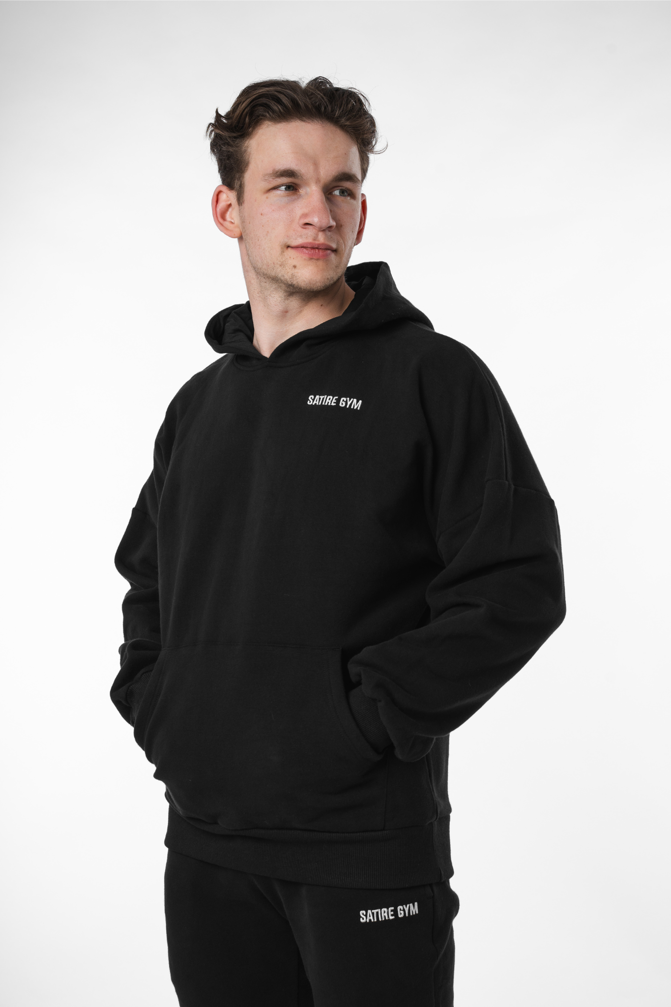 Oversize Hoodie Baumwolle - Schwarz 340gsm