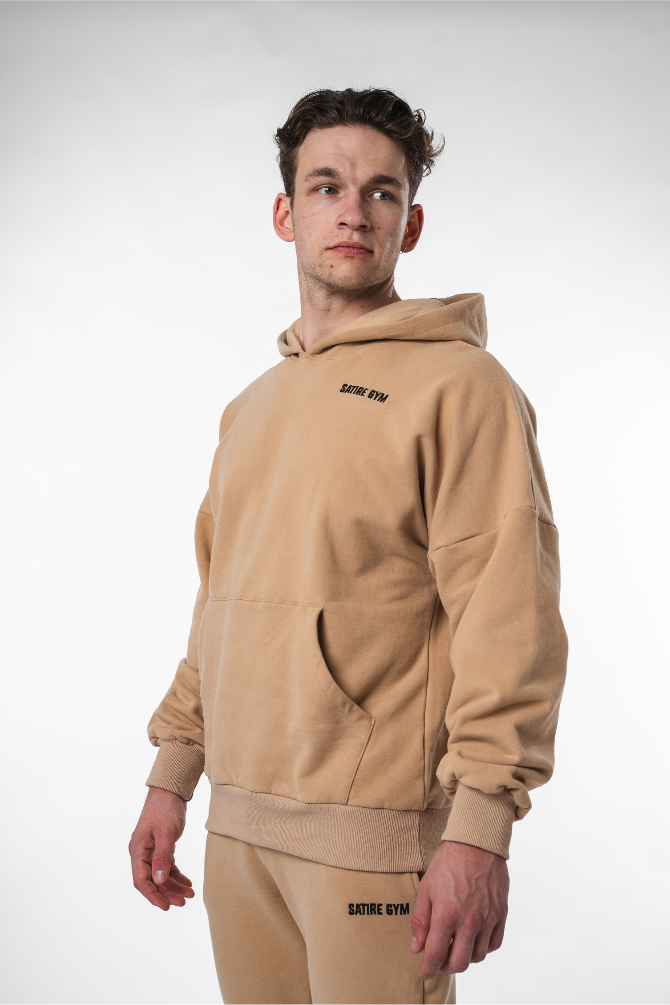 Oversize Hoodie Baumwolle - Sandfarben 340gsm