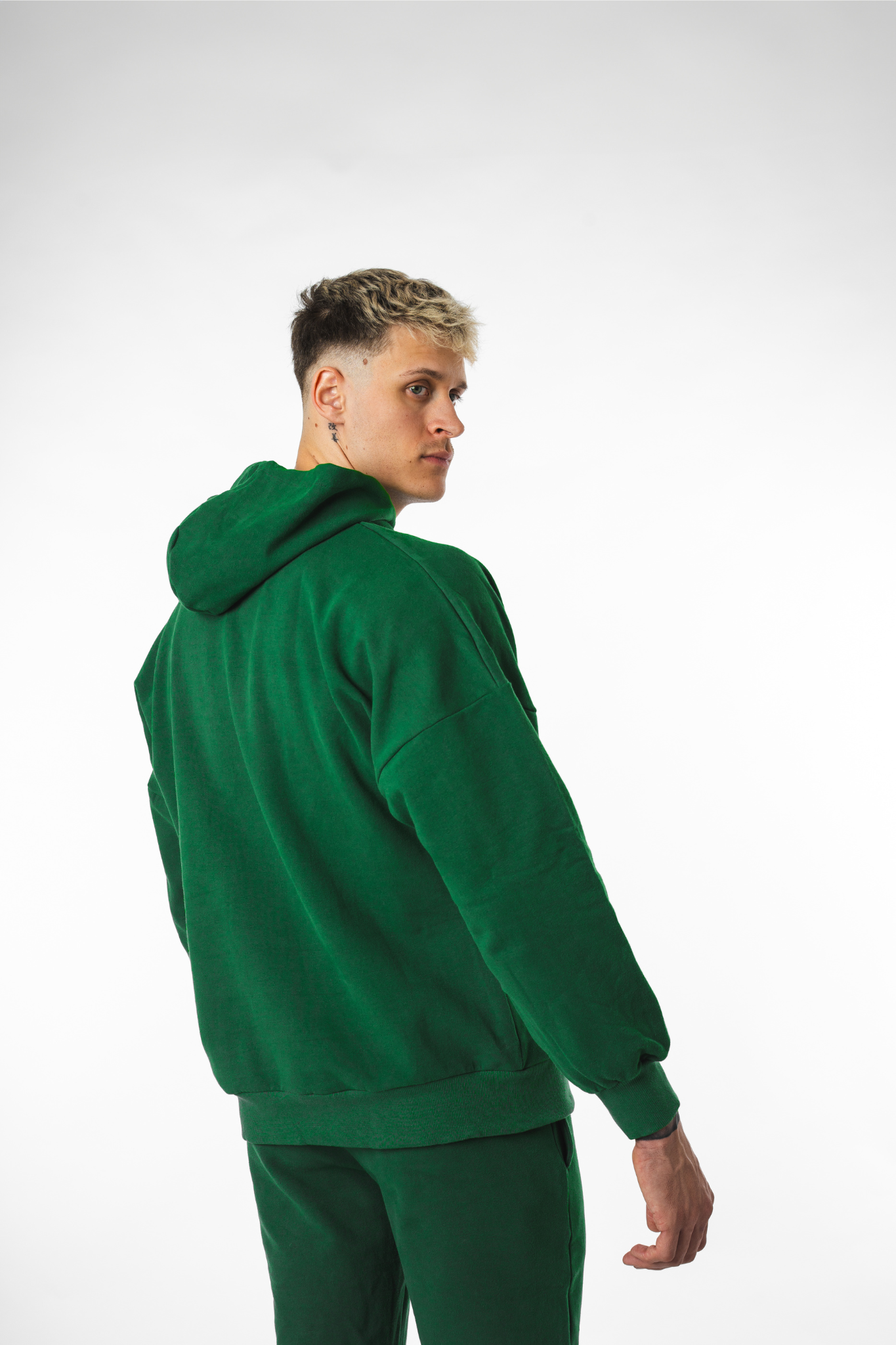 Oversize Hoodie Baumwolle - Dunkelgrün 340gsm