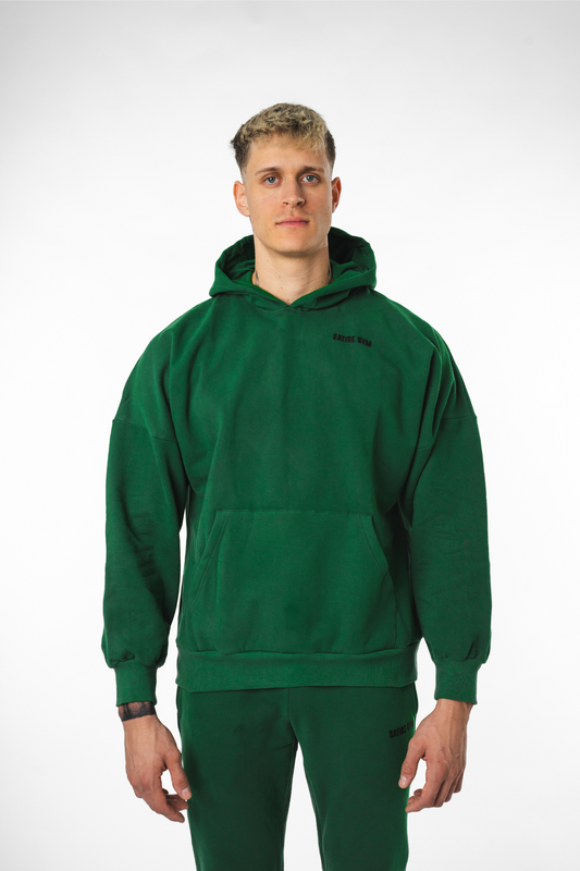 Oversize Hoodie Baumwolle - Dunkelgrün 340gsm