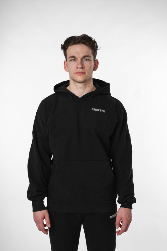 Oversize Hoodie Baumwolle - Schwarz 340gsm