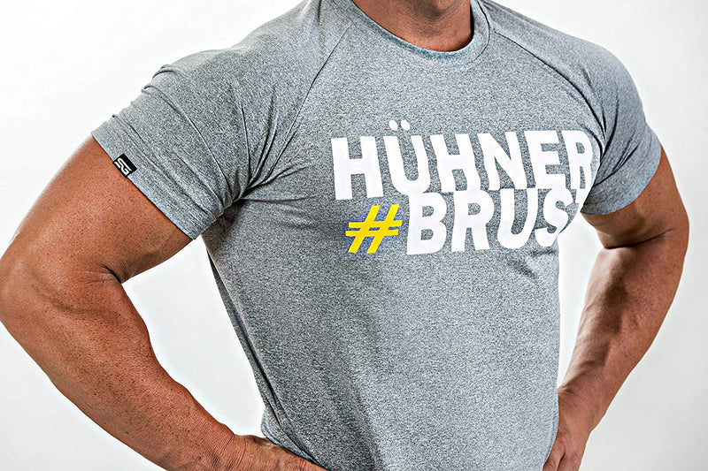 #Hühnerbrust – T-Shirt grau - Satire Gym Fitness T-Shirt Gym wear 